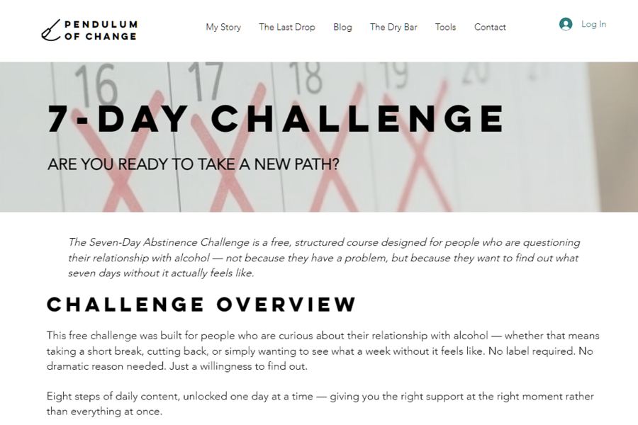 Pendulum of Change 7-Day Challenge page